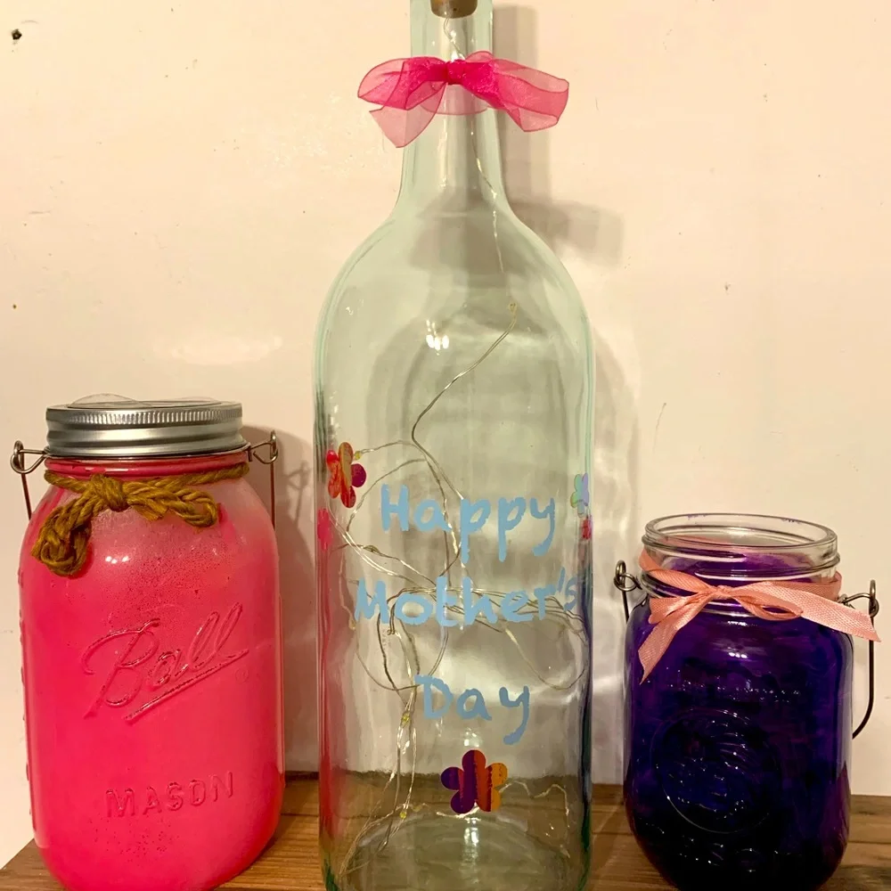Happy Mother’s Day wine bottle lantern